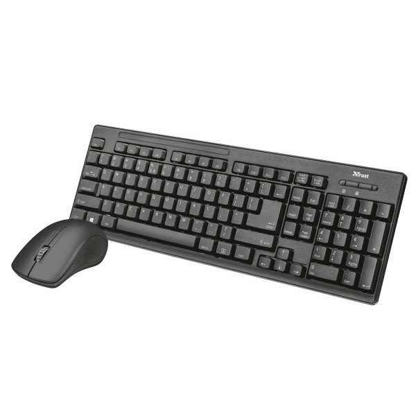 Trust ziva teclado y ratón inalámbricos 1600dpi negros resistente a vertidos usb 10 metros