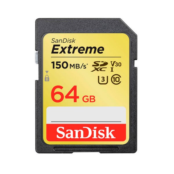 Sandisk extreme tarjeta de memoria sdxv c10 uhs-i u3 de 64 gb y 150mb/s
