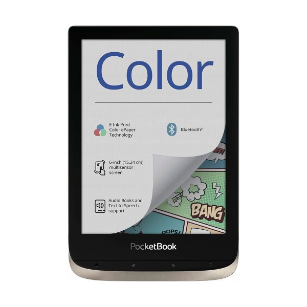 libro electrónico Pocketbook color moonsilver e-book de 6'' táctil a color hd, 16 gb de almacenamiento con ranura microsd