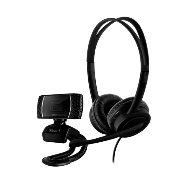 Trust doba 2in1 negro home office set webcam 720p hd y auriculares usb con micrófono