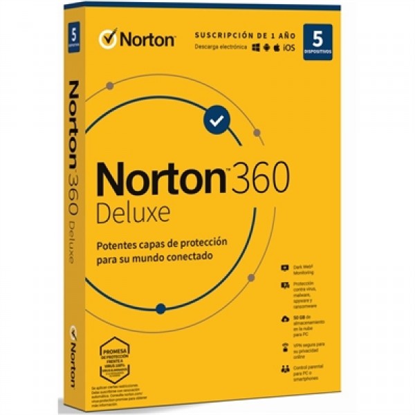 Norton 360 deluxe 50gb es 1us 5 dispositivos 1a