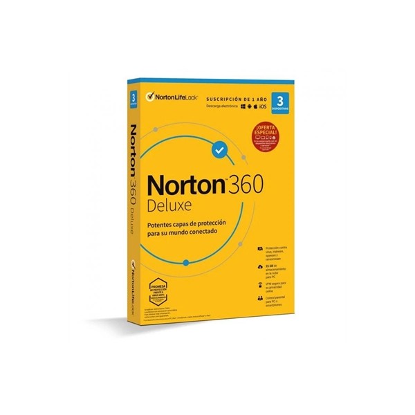 Norton 360 deluxe 25gb es 1us 3 dispositivos 1a
